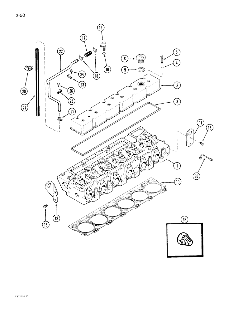 Схема запчастей Case IH 1844 - (2-50) - CYLINDER HEAD COVER AND GASKET 6TA-830 ENGINE (01) - ENGINE