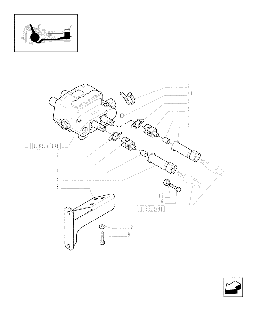 Схема запчастей Case IH JX1100U - (1.82.7/16[04]) - (VAR.389/1) TWO FRONT CONTROL VALVES FOR REAR "BOSCH" CONTROL VALVES - VALVE - D4936 (07) - HYDRAULIC SYSTEM