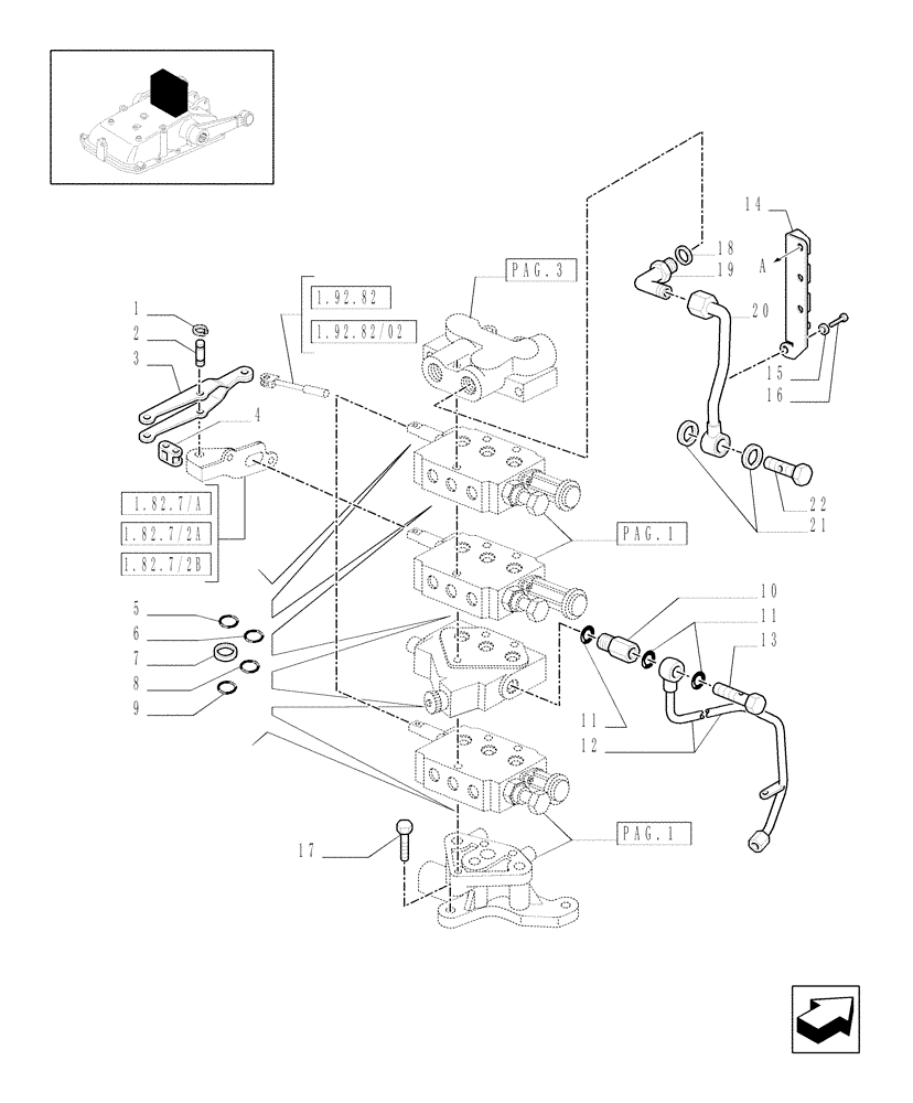 Схема запчастей Case IH JX1075N - (1.82.7/03[02]) - (VAR.390/1-399-498-498/1) 3 REM VALVES W/FLOW-RATE REG. AND HYD. DIVIDER - PIPES AND RINGS - C5484 (07) - HYDRAULIC SYSTEM