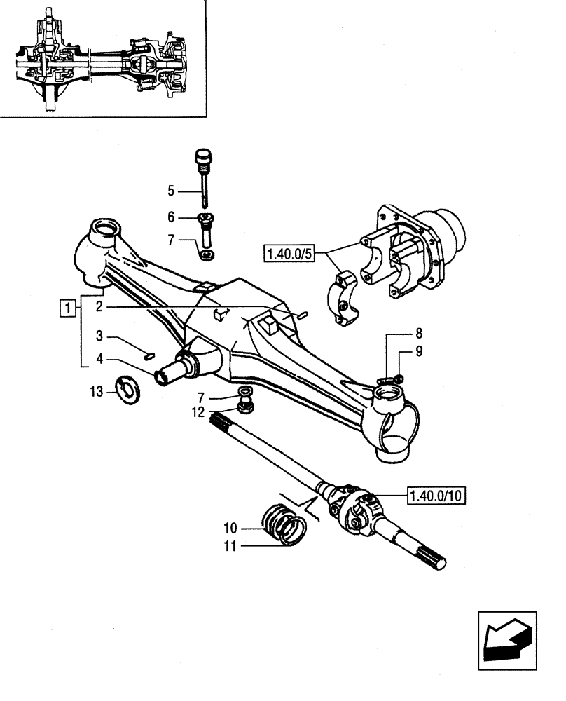 Схема запчастей Case IH JX90 - (1.40.0/01[01]) - FRONT AXLE BOX (04) - FRONT AXLE & STEERING