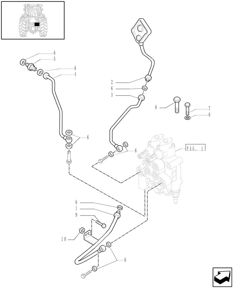 Схема запчастей Case IH JX70 - (1.82.7/01[03]) - (VAR.368-413/1-417) 2 CONTROL VALVE - PIPES (07) - HYDRAULIC SYSTEM