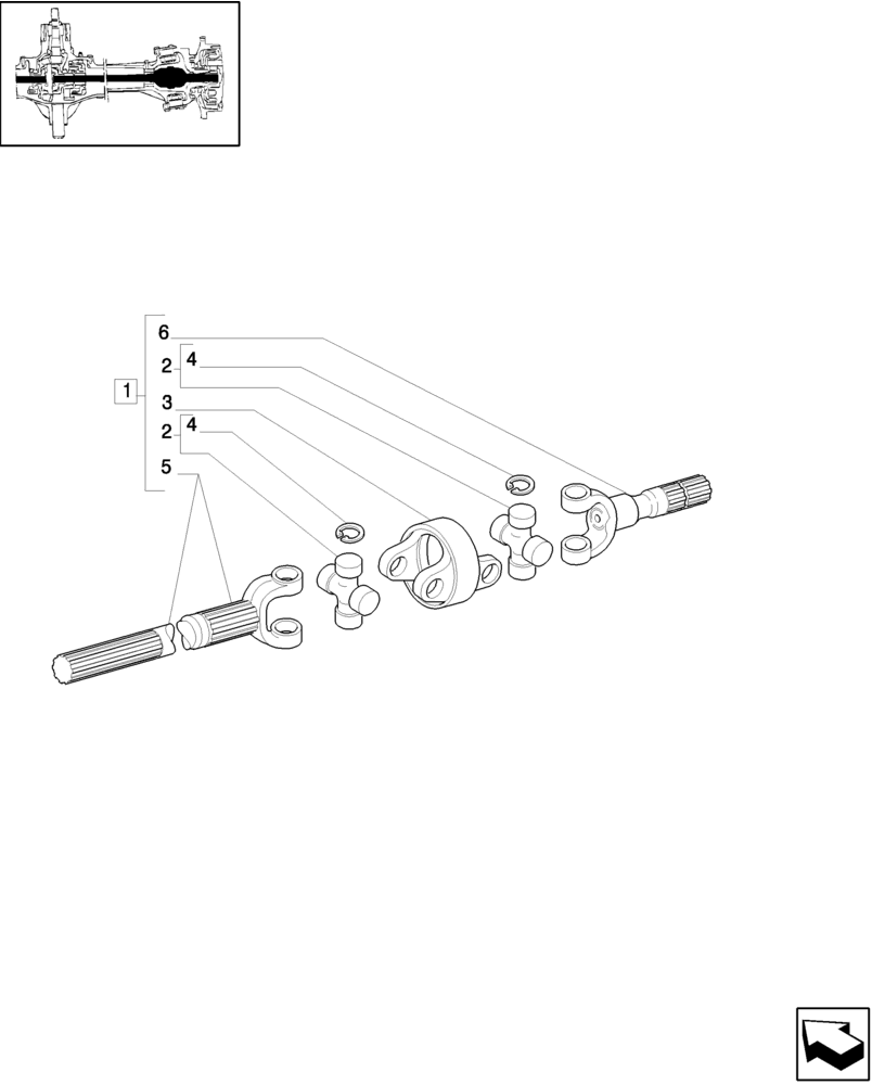 Схема запчастей Case IH MAXXUM 140 - (1.40. 6/10A[01]) - SHAFT ARTICULATED - BREAKDOWN - C6063 (VAR.330408) (04) - FRONT AXLE & STEERING