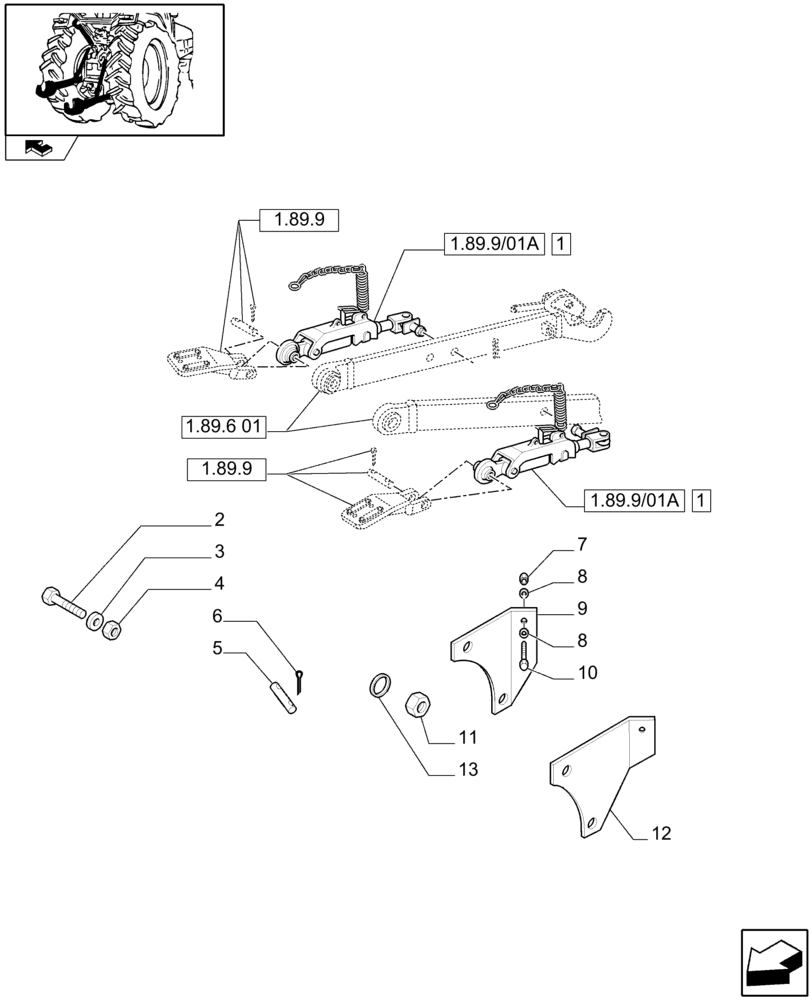 Схема запчастей Case IH PUMA 165 - (1.89.9/01) - (VAR.754-946) AUTOMATIC LINKAGE STABILIZER (09) - IMPLEMENT LIFT