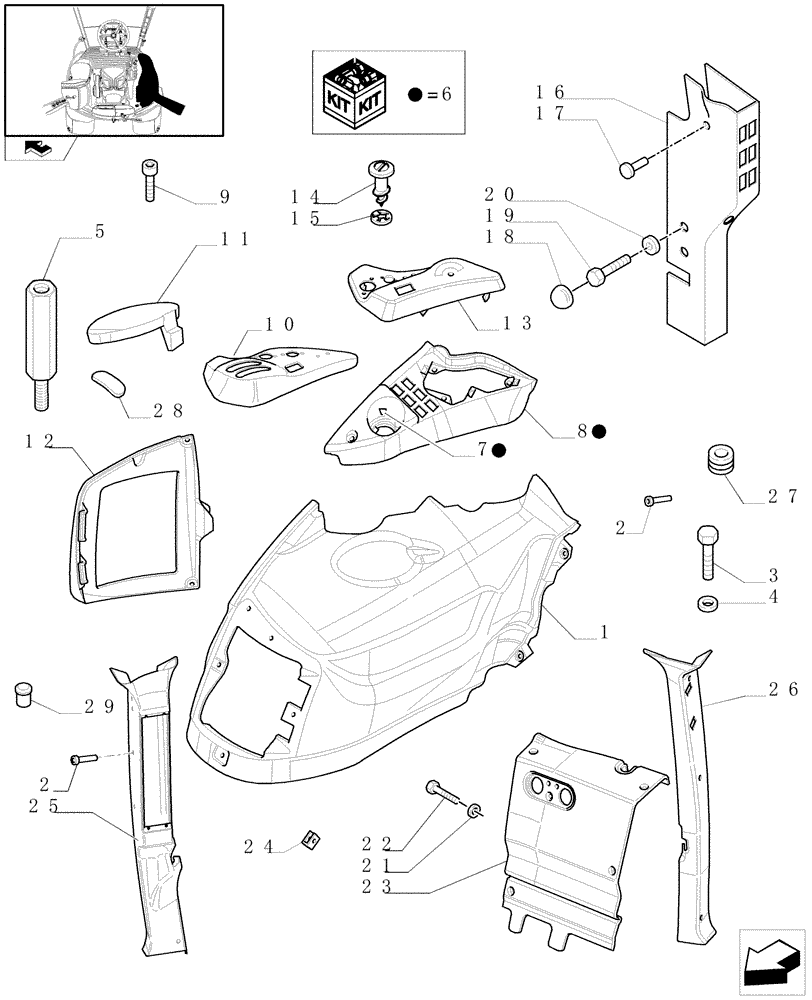 Схема запчастей Case IH PUMA 165 - (1.93.0/01[01]) - CONTROLS COVER - C6454 (10) - OPERATORS PLATFORM/CAB