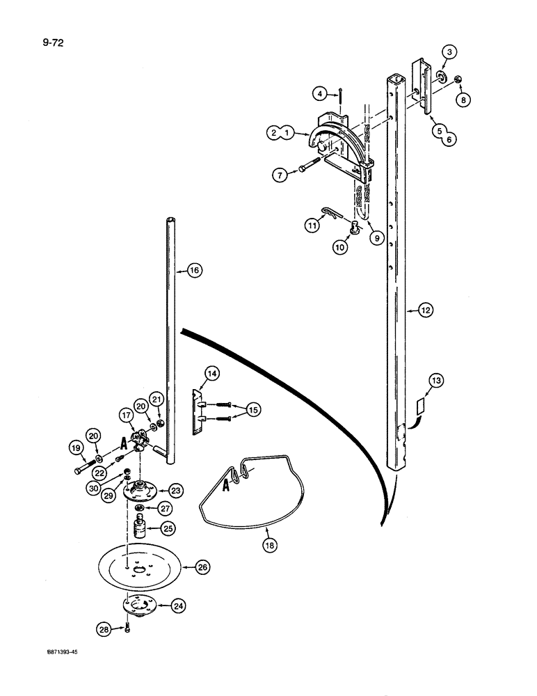 Схема запчастей Case IH 8600 - (9-072) - ROW MARKER PARTS, OUTER ARMS AND MARKER DISK (09) - CHASSIS/ATTACHMENTS