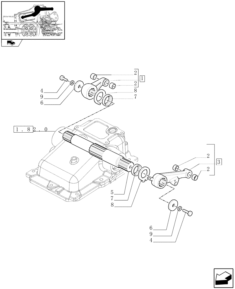 Схема запчастей Case IH MAXXUM 130 - (1.82.8) - EDC WITH 2 EXTERNAL CYLINDERS - LIFT ARMS AND ROCKSHAFT (07) - HYDRAULIC SYSTEM