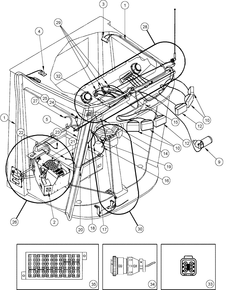 Схема запчастей Case IH CPX620 - (04-02) - HARNESS, MAIN CAB (06) - ELECTRICAL SYSTEMS