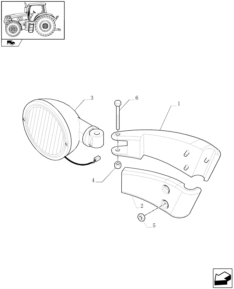 Схема запчастей Case IH MAXXUM 110 - (1.75.7/04) - GRABRAIL WORK LAMPS (VAR.330661-331661) (06) - ELECTRICAL SYSTEMS