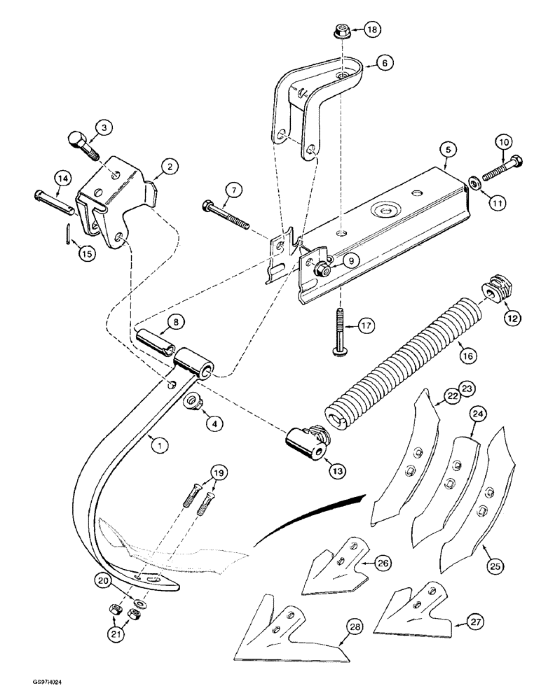 Схема запчастей Case IH 4800 - (9-32) - VIBRA SHANKS AND GROUND WORKING TOOLS (09) - CHASSIS/ATTACHMENTS