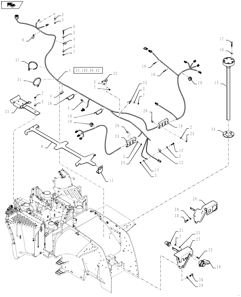 Схема запчастей Case IH STEIGER 400 - (55.100.06[06]) - HARNESS - REAR FRAME WIRING, NAO/AUS, SUSPENDED CAB (55) - ELECTRICAL SYSTEMS