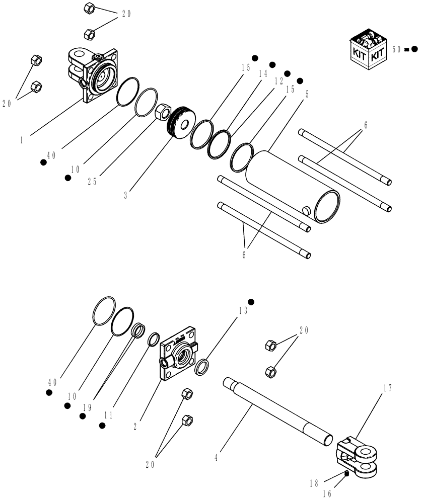 Схема запчастей Case IH ATX - (08-54) - HYDRAULIC DEPTH CONTROL CYLINDER, 3-1/4 INCH BORE X 8 INCH STROKE, 86991976 (08) - HYDRAULICS