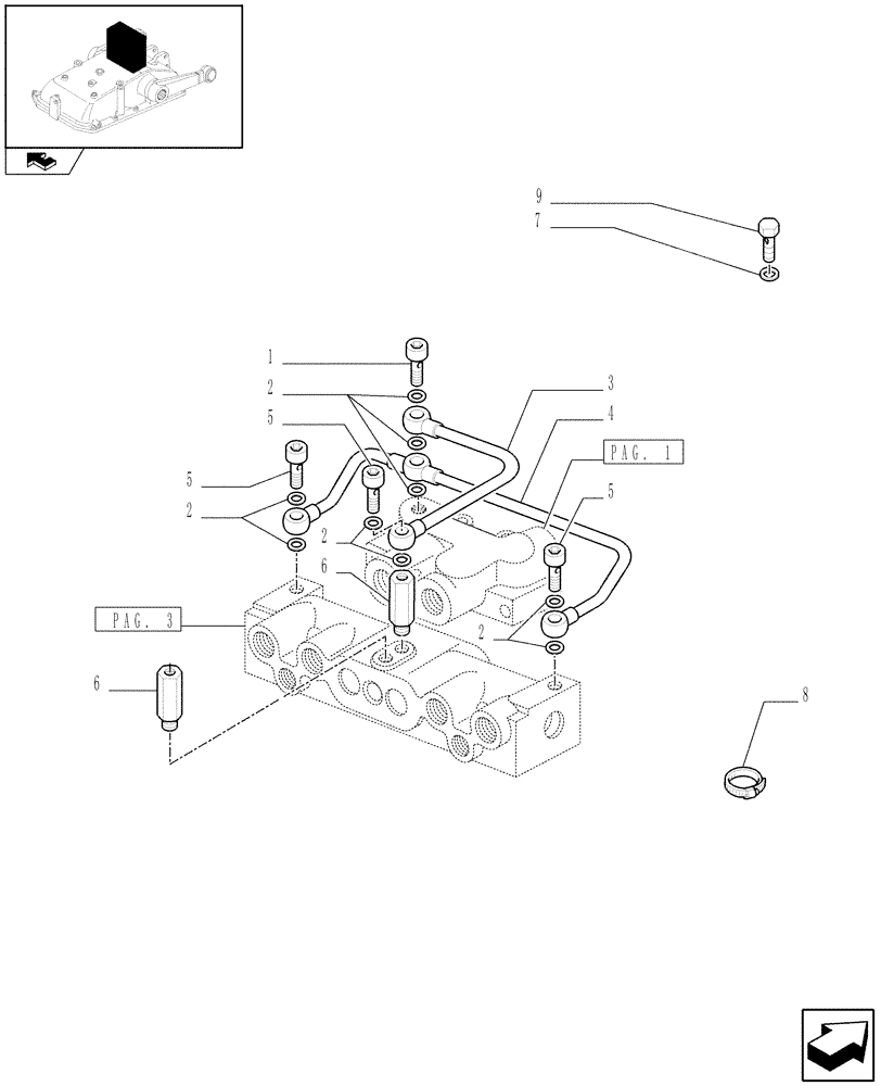 Схема запчастей Case IH FARMALL 95C - (1.82.7/14[04]) - 4 REAR REMOTE VALVES FOR EDC W/HYDRAULIC DIVIDER - PIPES (VAR.331166) (07) - HYDRAULIC SYSTEM