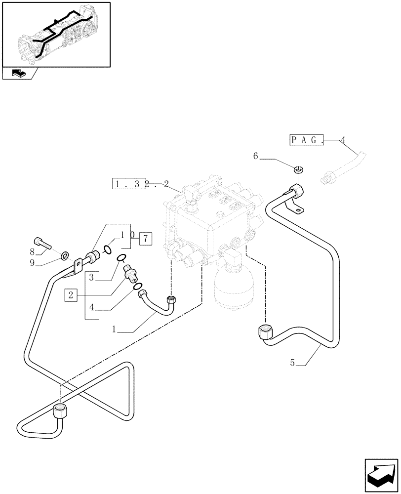 Схема запчастей Case IH PUMA 140 - (1.29.7[03]) - SEMI POWER SHIFT - TRANSMISSION LUBRICATION SYSTEM - PIPES - C5833 (03) - TRANSMISSION