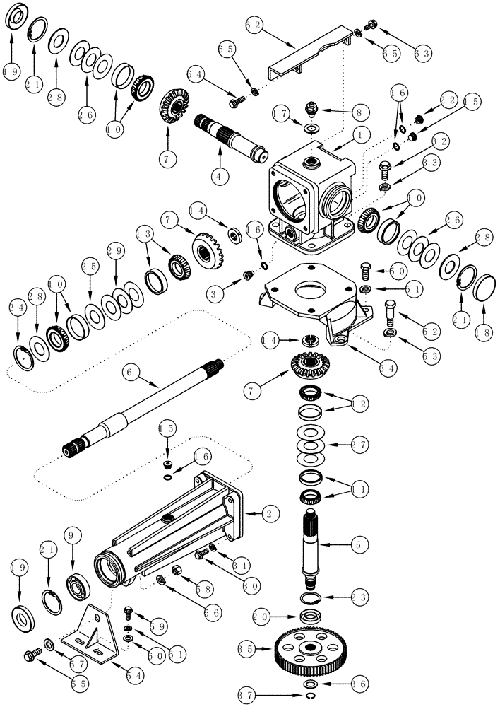 Схема запчастей Case IH 635 - (60.600.12) - GEARBOX, DRUM NUMBER 3, 6 ROW WIDE (60) - PRODUCT FEEDING