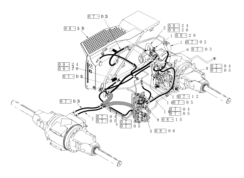 Схема запчастей Case IH STEIGER 385 - (01A-13) - HYDRAULICS - CHARGE PUMP AND BRAKE CIRCUIT, 450 SERIES AXLE (00) - PICTORIAL INDEX