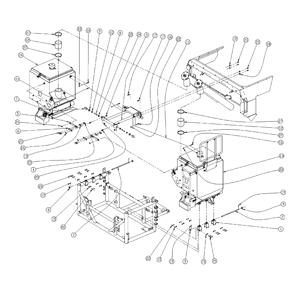 Схема запчастей Case IH 438 - (04-010) - DOUBLE BIN MOUNT GROUP W/AUGER Bin Group