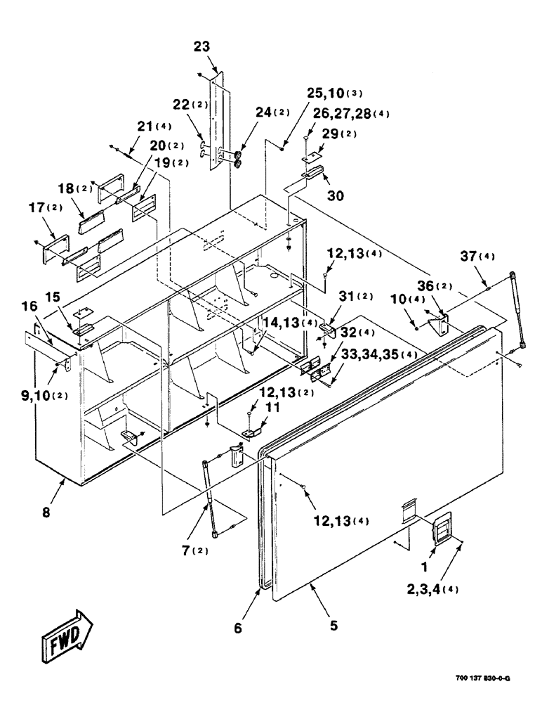 Схема запчастей Case IH 8585 - (7-26) - TWINE BOX ASSEMBLY, REAR, RIGHT, 700138128 TWINE BOX ASSEMBLY COMPLETE (12) - MAIN FRAME