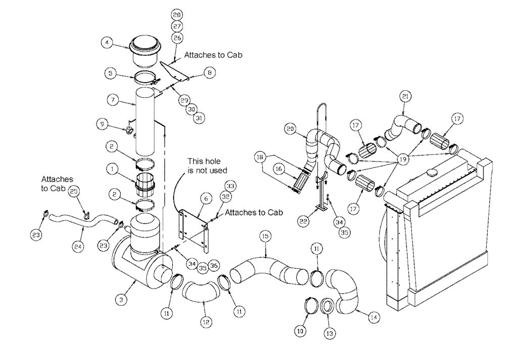 Схема запчастей Case IH 4375 - (02-006) - AIR INTAKE GROUP (01) - ENGINE