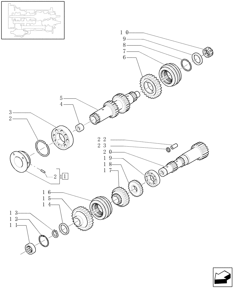 Схема запчастей Case IH MXU130 - (1.28.1) - TRANSMISSION 24X24 - TRANSMISSION GEARS (03) - TRANSMISSION