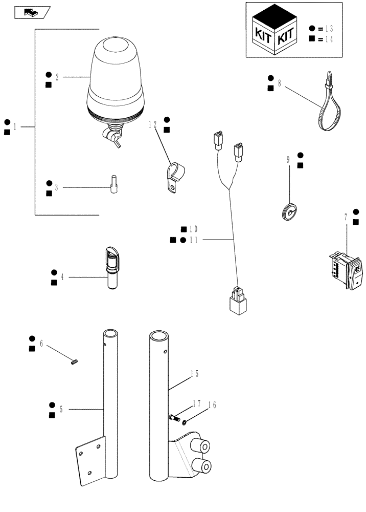 Схема запчастей Case IH MAGNUM 210 - (55.514.01) - LAMP, BEACON (55) - ELECTRICAL SYSTEMS