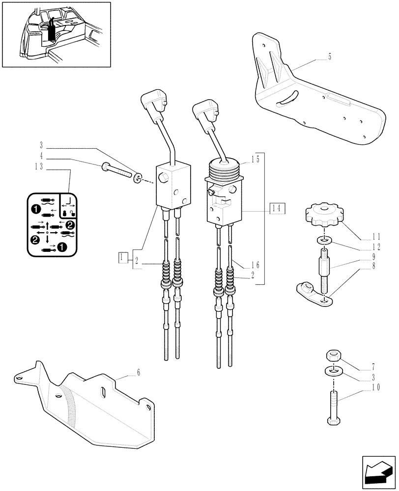 Схема запчастей Case IH MXU135 - (1.96.2/14[01]) - (VAR.343) MECHANICAL JOYSTICK GOVERNING 4 CONTROL VALVES (EDC) - C5875 (10) - OPERATORS PLATFORM/CAB