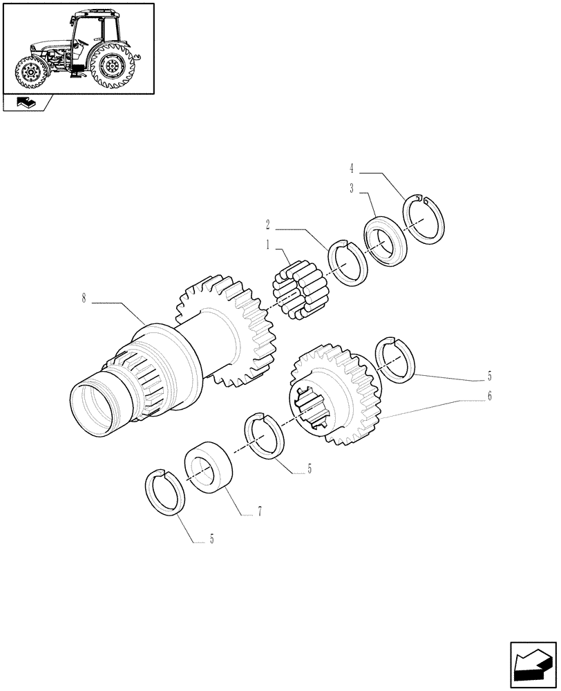 Схема запчастей Case IH FARMALL 85C - (1.28.7/01[06]) - 32X16 HI-LO AND POWER SHUTTLE TRANSMISSION - DRIVEN GEARS (VAR.330275) (03) - TRANSMISSION