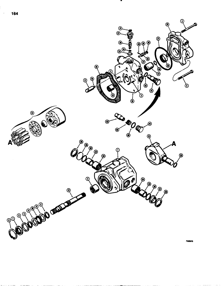 Схема запчастей Case IH 1845 - (164) - D66340 VARIABLE DISPLACEMENT PUMP, CESSNA NO. 70442-DAF (35) - HYDRAULIC SYSTEMS