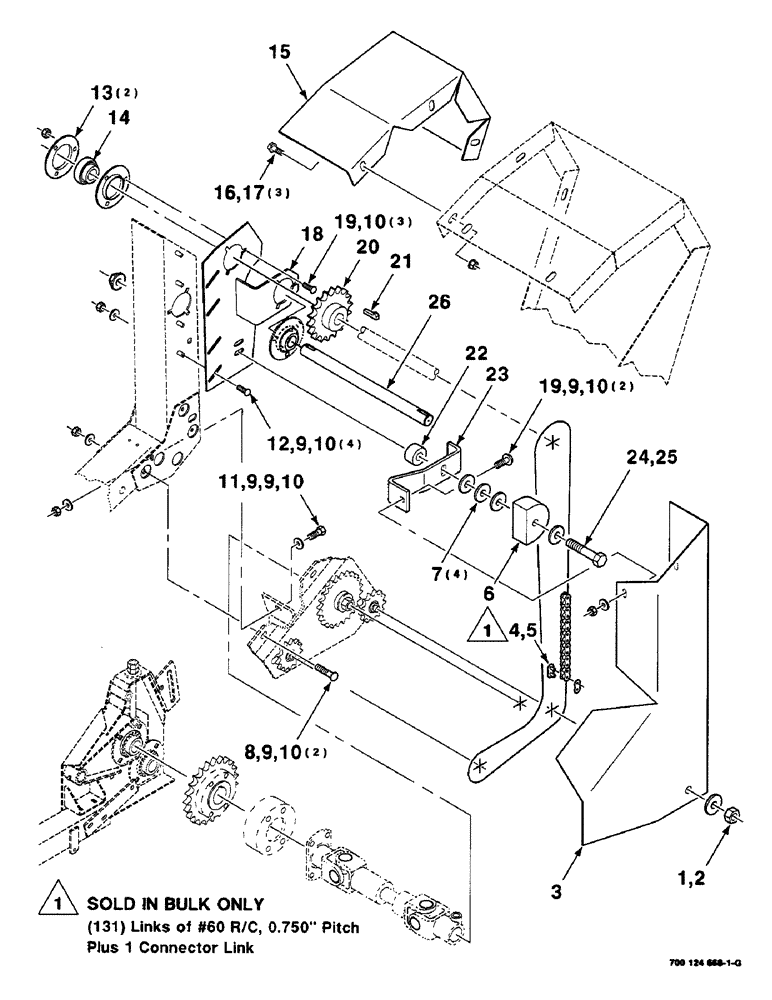 Схема запчастей Case IH 8820 - (9-040) - HAY CONDITIONER PRIMARY DRIVE AND SHIELDS ASSEMBLY (58) - ATTACHMENTS/HEADERS