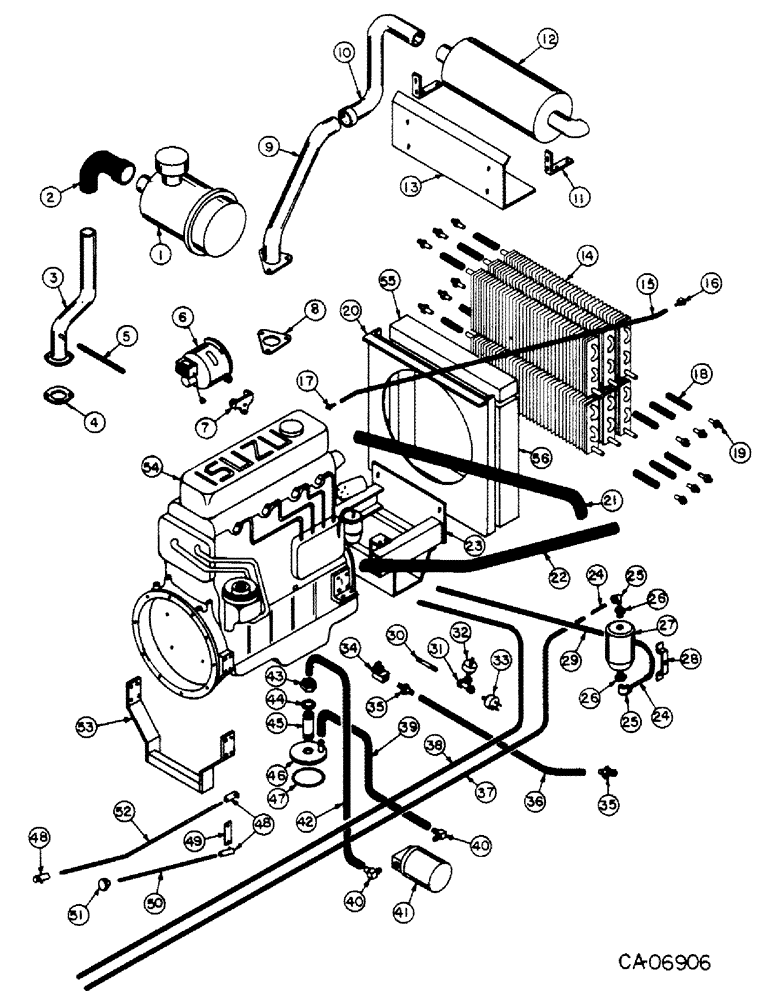 Схема запчастей Case IH 4150 - (12-51) - POWER, ENGINE AND MOUNTING, DIESEL, LOADER, ISUZU ENGINE (04) - Drive Train