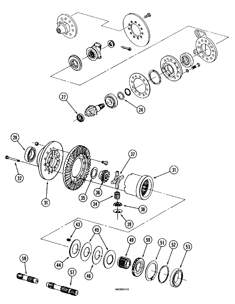 Схема запчастей Case IH 9350 - (6-198) - BAR AXLE ASSEMBLY, DIFFERENTIAL WITH AND WITHOUT LIMITED SLIP, (CONT) (06) - POWER TRAIN