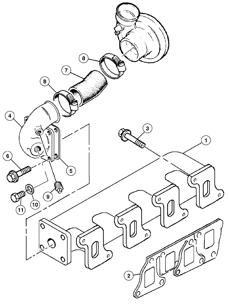 Схема запчастей Case IH CX100 - (02-29) - TURBOCHARGER AND CONNECTIONS, CX80, CX90, CX100 (02) - ENGINE