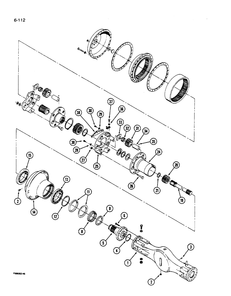 Схема запчастей Case IH 9280 - (6-112) - STANDARD AXLE ASSEMBLY HOUSING & WHEEL END PLANETARY (06) - POWER TRAIN