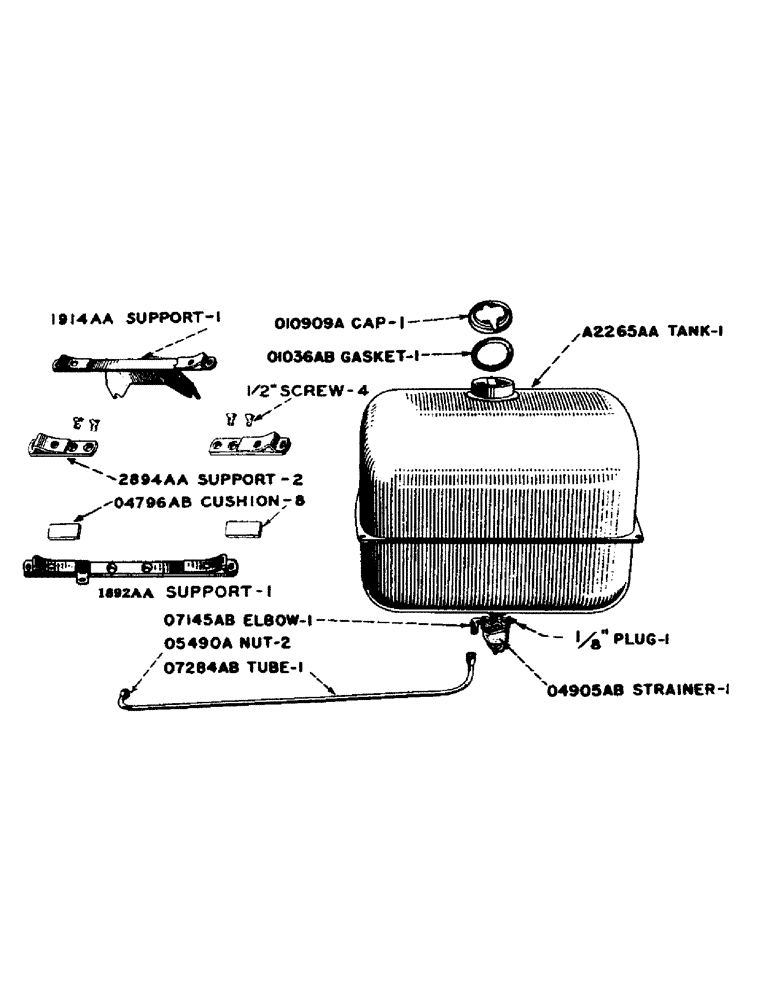 Схема запчастей Case IH D-SERIES - (044) - SINGLE COMPARTMENT TANK - GASOLINE, D, DC, DO, DV (03) - FUEL SYSTEM