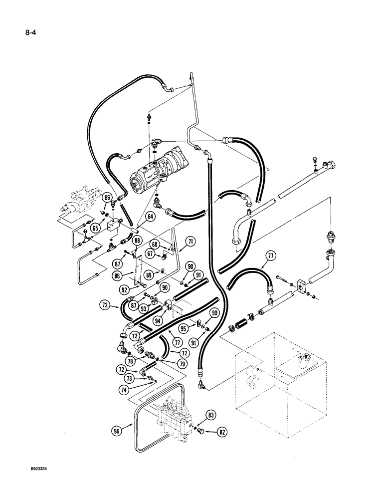 Схема запчастей Case IH 9260 - (8-004) - HYDRAULIC SYSTEM, PUMP TO CONTROL VALVE, PRIOR TO P.I.N. JCB0028400, 9240 AND 9260 TRACTOR (CONTD) (08) - HYDRAULICS