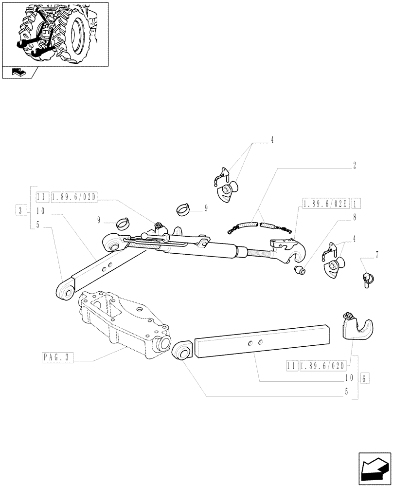 Схема запчастей Case IH FARMALL 105U - (1.89.6/03[04]) - "ARIES" THREE POINT HITCH WITH QUICK ATTACH ENDS FOR EDC - W/CAB (VAR.331922) (09) - IMPLEMENT LIFT