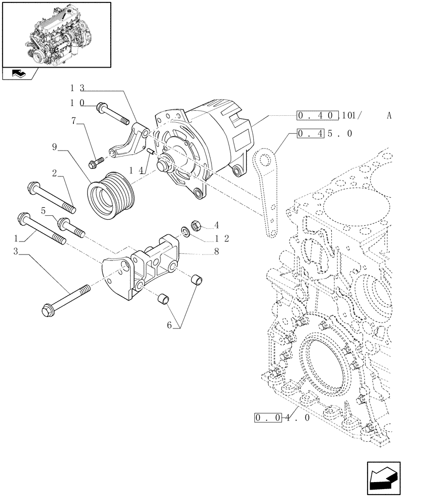 Схема запчастей Case IH F2CE9684P E007 - (0.40.0) - ALTERNATOR (504135726) 