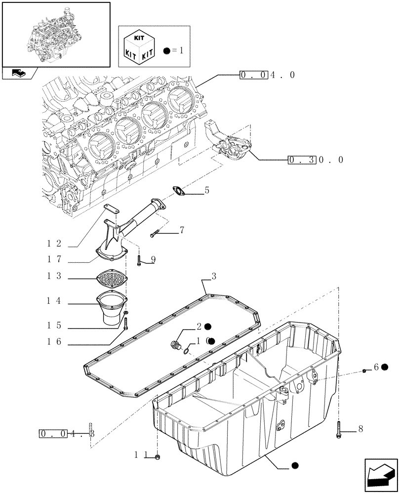 Схема запчастей Case IH FVAE2884X B200 - (0.04.2) - OIL SUMP & RELATED PARTS (504090107) 