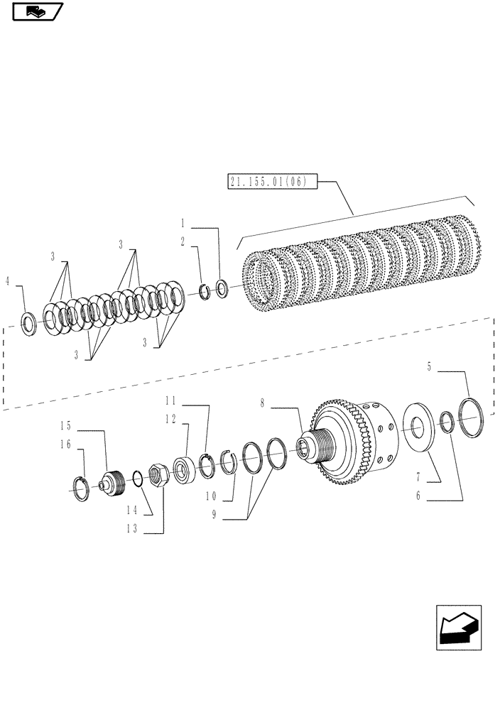 Схема запчастей Case IH MAGNUM 210 - (21.148.03) - CENTRAL REDUCTION GEARS, REVERSE RANGE CLUTCH, WITH POWERSHIFT TRANSMISSION (21) - TRANSMISSION