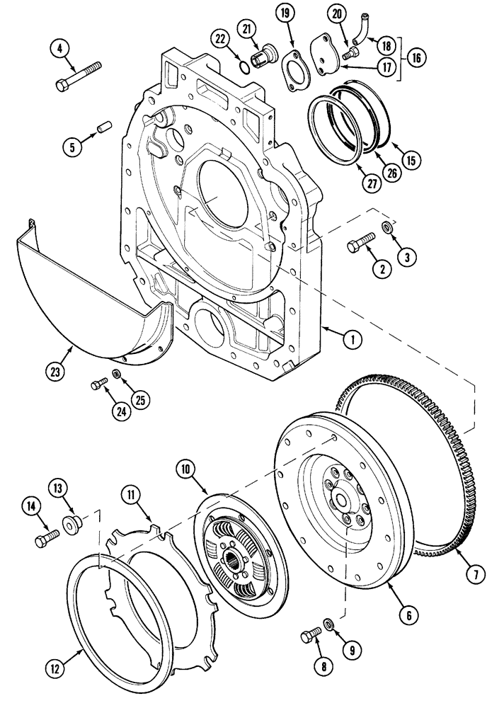 Схема запчастей Case IH 5130 - (2-018) - FLYWHEEL, HOUSING AND TORQUE LIMITER (02) - ENGINE