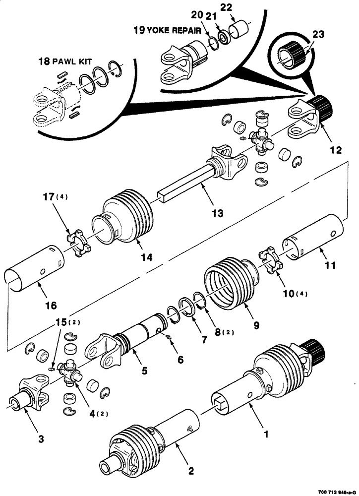 Схема запчастей Case IH 8555 - (02-08) - IMPLEMENT DRIVELINE ASSEMBLY (NEAPCO) (S.N. CFH0046873 AND LATER) Driveline