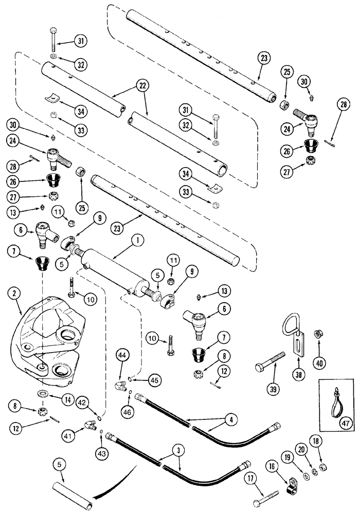 Схема запчастей Case IH 2388 - (05-18) - STEERING CYLINDER AND TIE ROD - POWER GUIDE AXLE - SINGLE STEERING CYLINDER (11) - TRACKS/STEERING