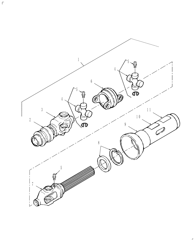 Схема запчастей Case IH DC102F - (01.03) - PRIMARY PTO, FRONT HALF, 1000 RPM (01) - PTO DRIVE SHAFT