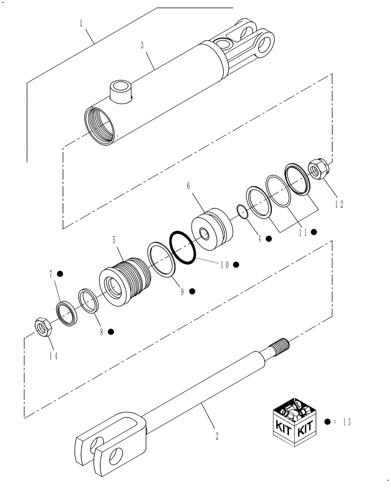 Схема запчастей Case IH 717130026 - (012[1]) - HYDRAULIC CYLINDER, SIDE DEFLECTOR, MY2011 