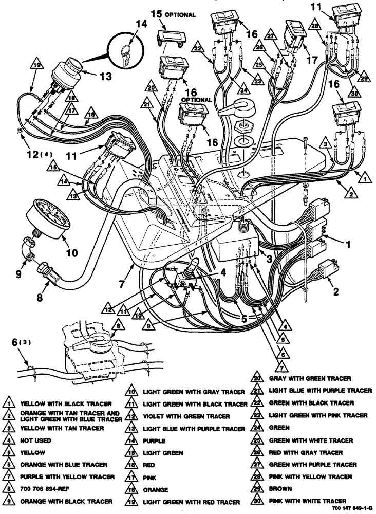 Схема запчастей Case IH 8860 - (04-12) - CONSOLE PANEL WIRING ASSEMBLY (8860 110HP) (55) - ELECTRICAL SYSTEMS