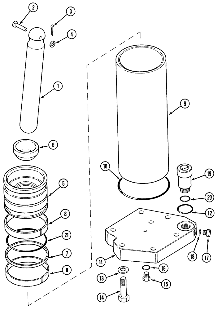 Схема запчастей Case IH 5230 - (8-076) - HITCH, ROCKSHAFT HYDRAULIC CYLINDER (08) - HYDRAULICS