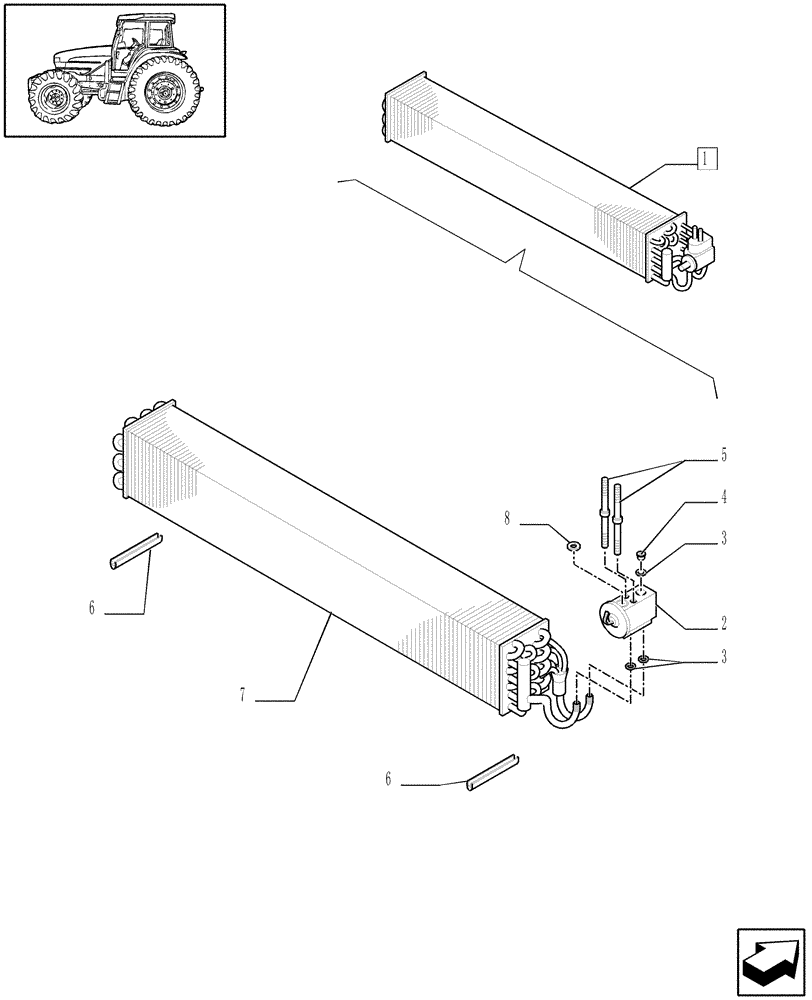 Схема запчастей Case IH JX100U - (1.94.2/01E) - (VAR.641-623) EVAPORATOR (10) - OPERATORS PLATFORM/CAB