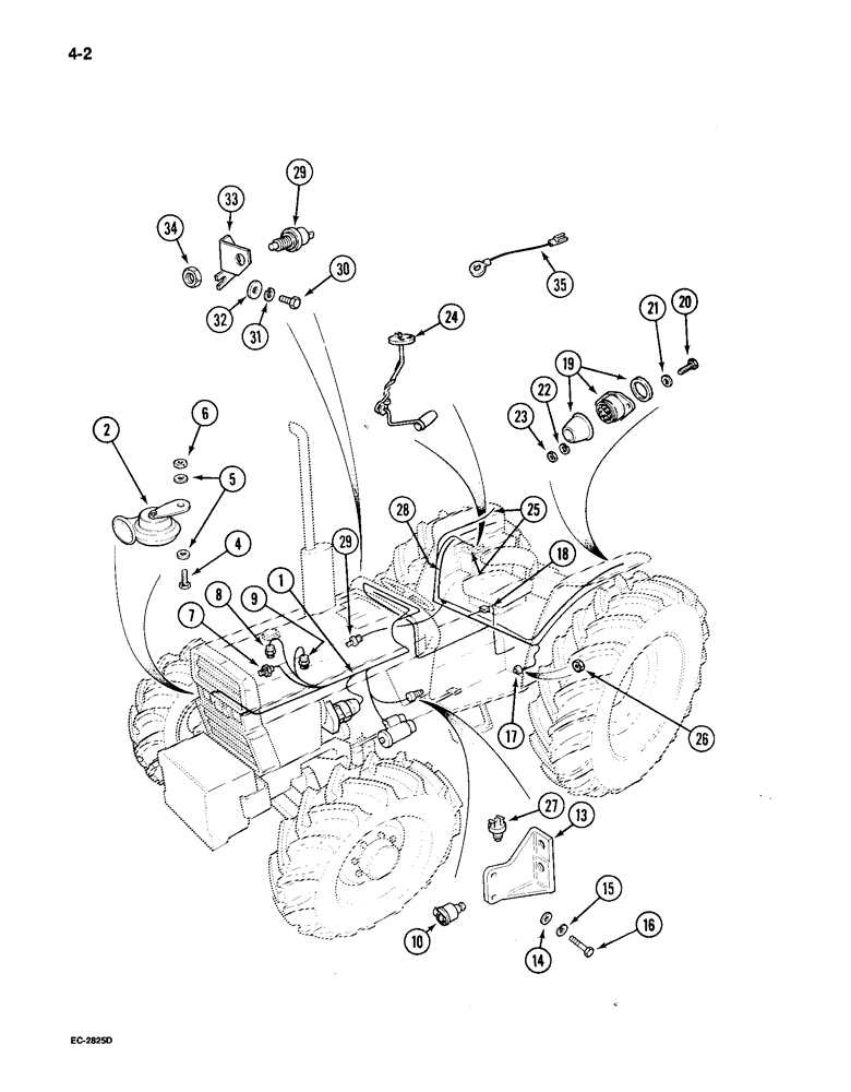 Схема запчастей Case IH 895 - (4-02) - CHASSIS HARNESS AND SWITCHES, TRACTOR WITHOUT CAB (04) - ELECTRICAL SYSTEMS