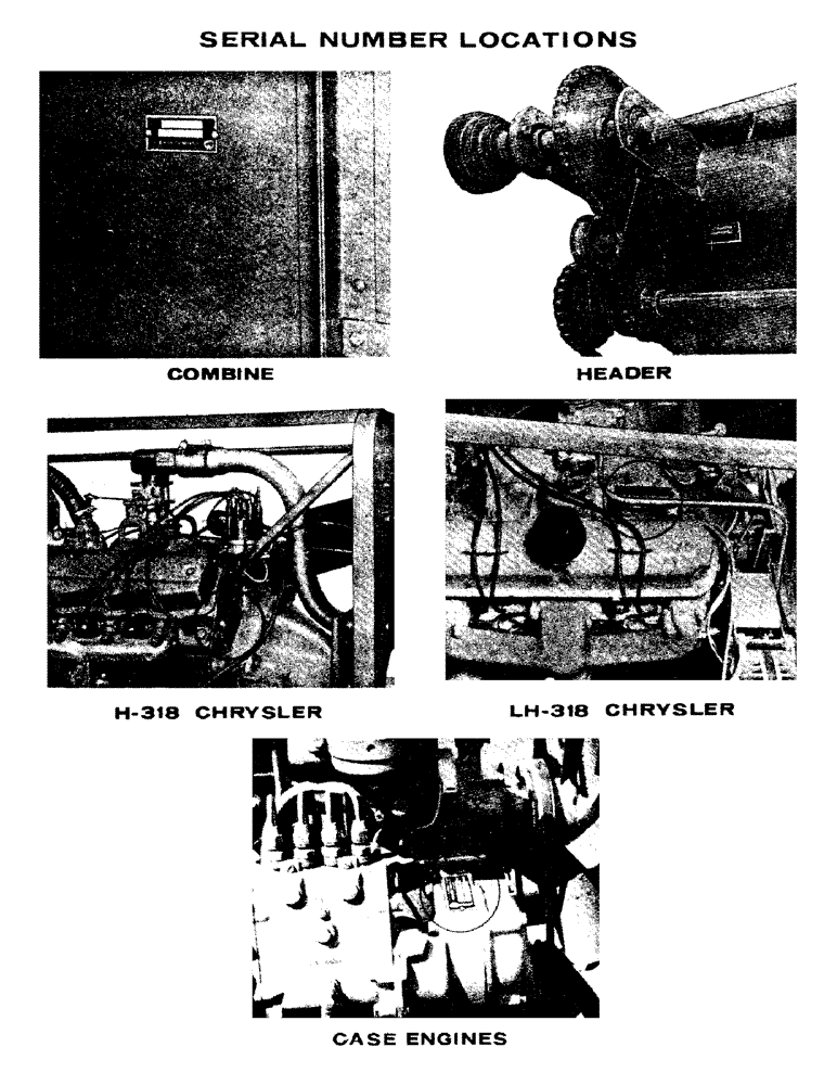 Схема запчастей Case IH 1060 - (005) - SERIAL NUMBER LOCATIONS (00) - GENERAL & PICTORIAL INDEX