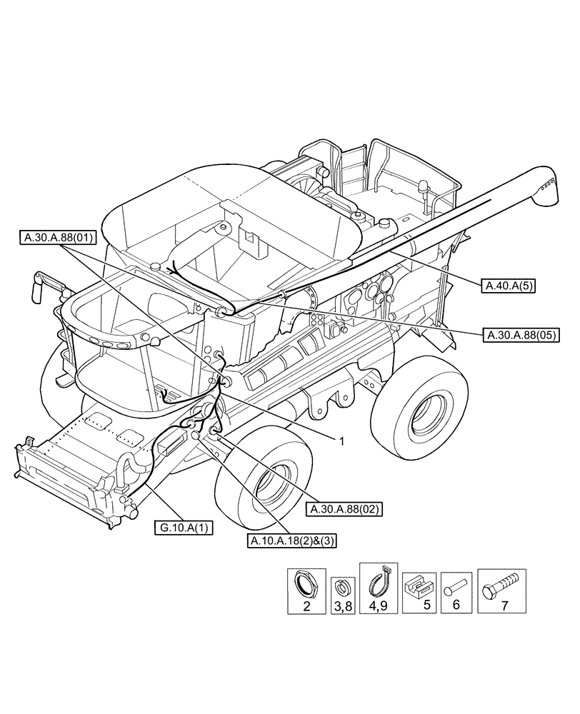 Схема запчастей Case IH AFX8010 - (A.30.A.88[08]) - WIRE HARNESS, MAINFRAME, FRONT A - Distribution Systems