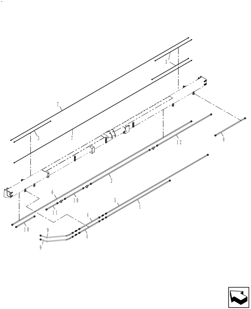 Схема запчастей Case IH DH212 - (20.07.07[04]) - STEEL LINES, SINGLE SWATH, 21FT, FROM PIN YAZB01204 (07) - HYDRAULICS